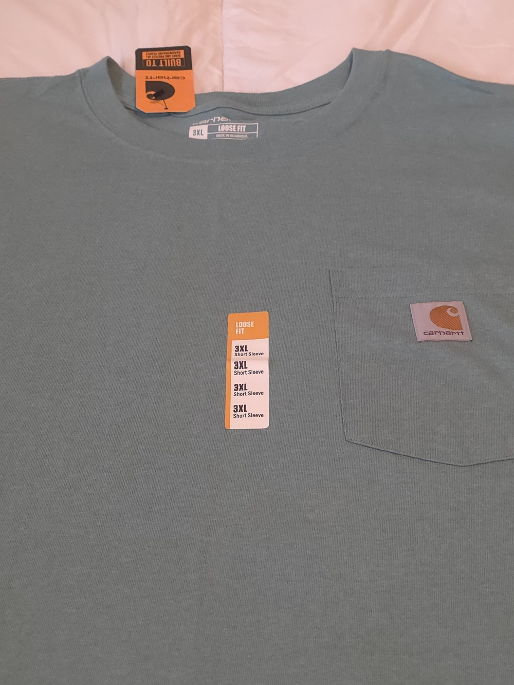 Carhartt Loose Fit Heavy Duty Pocket T-Shirt in Muted Teal 3XL. Brand New